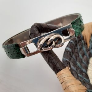 Unique green and silver metal bracelet